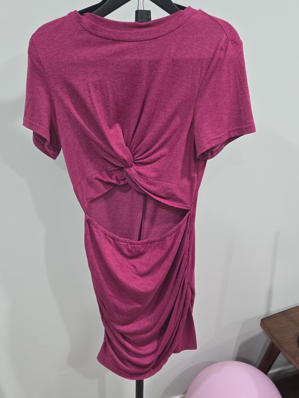 Women’s Knot-Front Cutout Dress in Magenta
